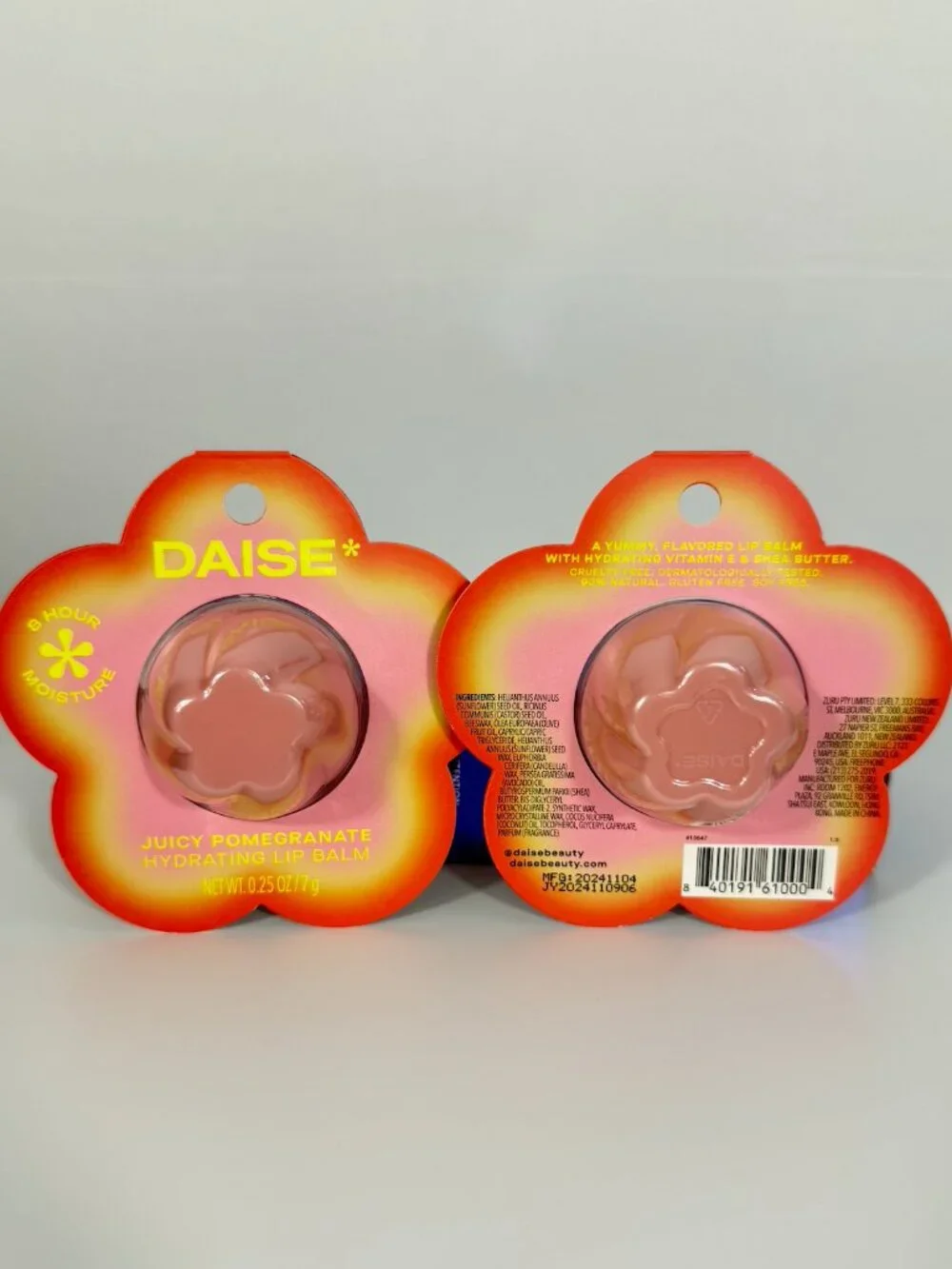 TWO Daise Juicy Pomegranate Hydrating Lip Balm 2 Pack 0.25 oz Each NWT